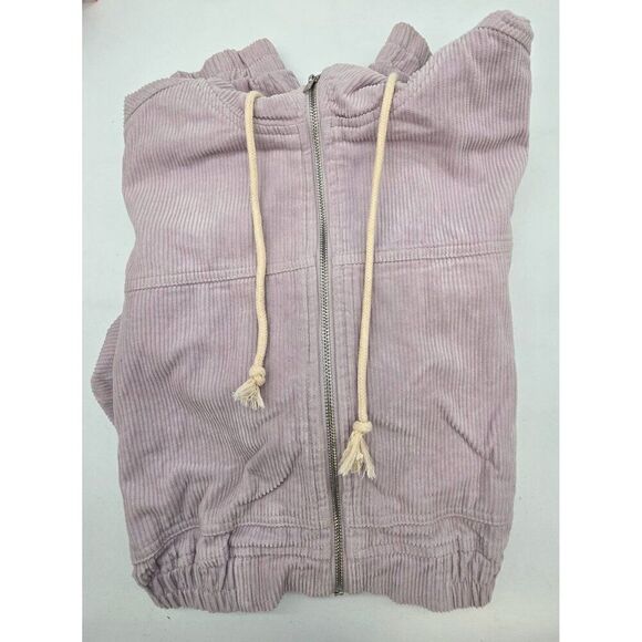 Double Zero Lovely Large Corduroy Hooded Jacket With Zip Front Chore Barn Coat - Picture 5 of 8